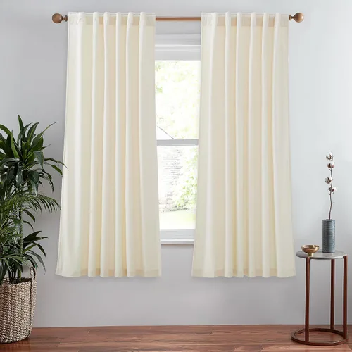 Vista 73 de StangH Cortinas 100% opacas, color beige, terciopelo suave y grueso, cortinas para ventana de dormitorio, forro blanco, cortinas con aislamiento