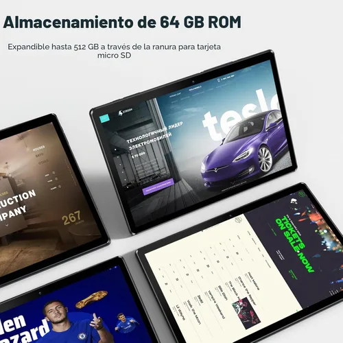 Vista 5 de PRITOM Tablet 10 pulgadas, 64GB, Tablet Android 13, pantalla HD IPS, cámara dual, WiFi, Bluetooth, tabletas con batería de 6000mAh, certificado Negro