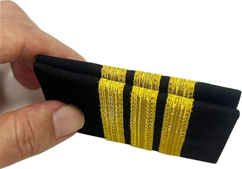 Vista 5 de 1 par de charreteras de piloto de aerolíneas profesionales tradicionales aviadores capitán uniforme con rayas doradas