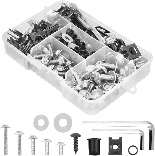 Vista 7 de Kit de pernos de carenado de motocicleta, 177 piezas M5 M6, tornillos para parabrisas de motocicleta, kit de cierres de pernos de carenado de Negro