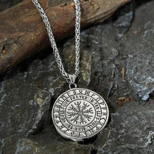 Vista 5 de GuoShuang Collar de lobo vikingo eslavo para hombre, joyería de medallón de acero inoxidable de regalo, Acero inoxidable, No es una piedra preciosa