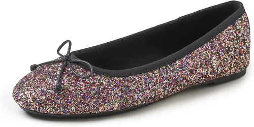 Vista 21 de FEVERSOLE Zapatos planos de ballet de patente para mujer, color macarrón colorido Beige