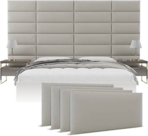 Vista 12 de Vänt - Paneles tapizados de pared, cabeceros de pared tamaño Queen/Full, color beige boucle, juego de 4 paneles