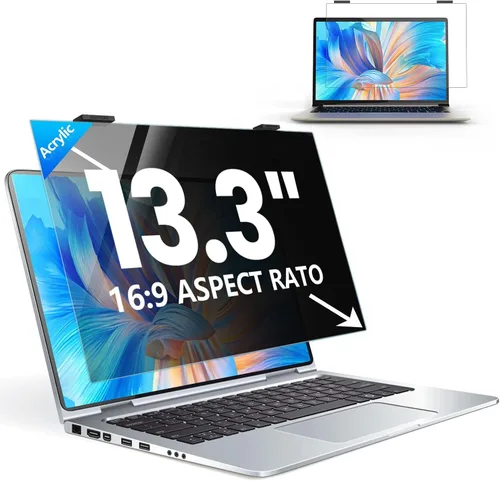 Vista 9 de Paquete de 2 filtros de pantalla de privacidad para computadora de 27 pulgadas, protector de pantalla de privacidad para colgar compatible