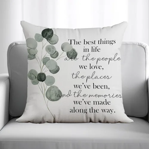 Vista 3 de Fundas de almohada con citas familiares de 18 x 18 pulgadas, las mejores cosas de la vida son las personas que amamos, fundas de almohada