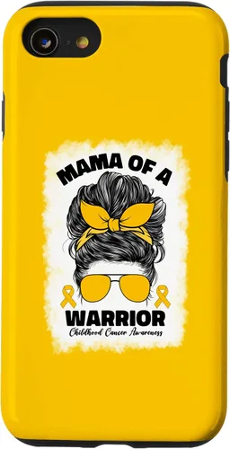 Vista 18 de Mama of A Warrior Messy Bun Mom Childhood Cancer Awareness Case for iPhone 17