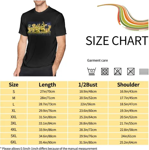 Vista 5 de Saint Anime Seiya - Camiseta de manga corta para hombre, diseño de arte impreso, cuello redondo, camisetas de algodón, color negro