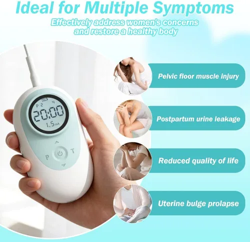 Vista 3 de Entrenador muscular del suelo pélvico con pantalla LCD - Ejercitador de Kegel de masaje y EMS 2 en 1 para mujeres, intensidad ajustable y tapón