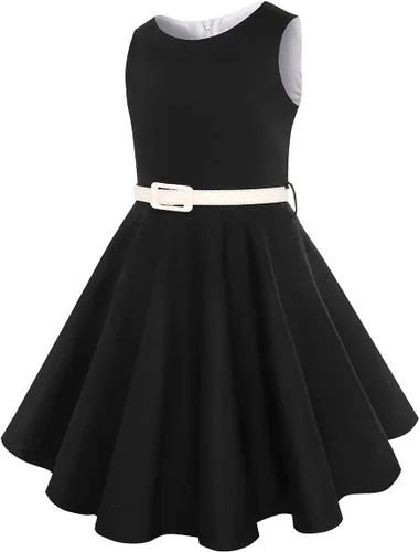Vista 4 de gogoparti Vestido vintage para niñas, vestidos para ocasiones especiales con collar, vestido de lunares para niños, vestido de fiesta retro
