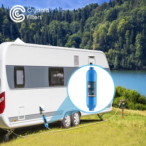 Vista 6 de CRYSTALA Filtro de agua para vehículos recreativos/caravana, filtro de agua en línea que reduce eficazmente mal sabor, olores, cloro y sedimentos