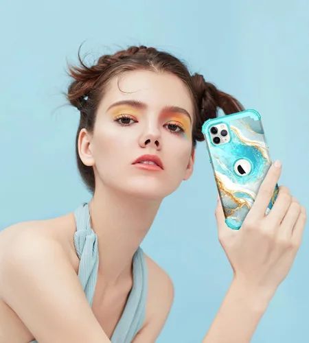 Vista 7 de Hocase para iPhone 11 Pro Max, Funda Protectora Resistente a Prueba de Golpes de Silicona Suave y Goma Amortiguadora + Funda Protectora Híbrida