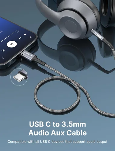 Vista 8 de JSAUX Cable USB C a conector auxiliar de audio de 0.1 in de 3.3 pies, cable