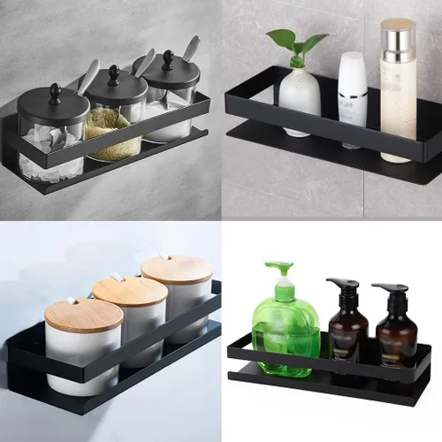 Vista 4 de Estante de ducha de baño OwnMy de acero inoxidable, cesta de cocina, estante de ducha, carro de ducha, estantes flotantes de almacenamiento de baño