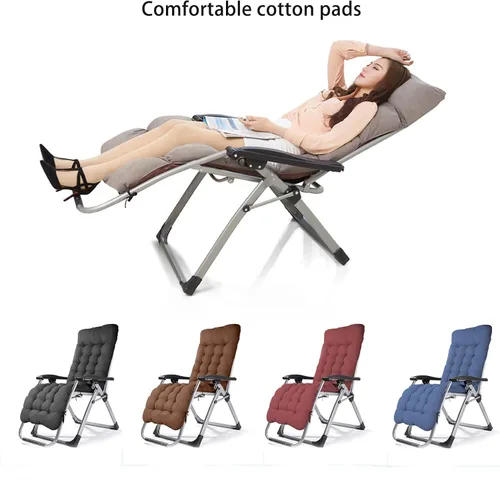 Vista 5 de Deluxe Adjustable Reclining Lounger Folding Recliner with Pillow Fabric for Outdoor Patios Beach (Purple Cotton Pad)