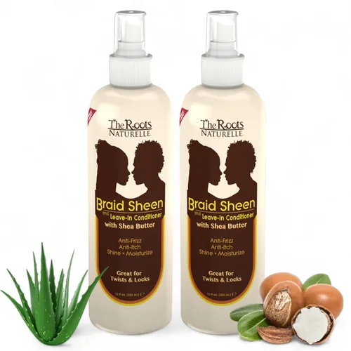 Vista 8 de The Roots Naturelle Braid Sheen Braid Braid Spray 12 onzas líquidas Acondicionador sin enjuague con manteca de karité Enriquecido