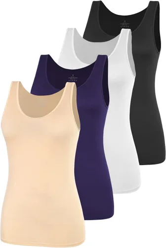Vista 10 de AMVELOP - Camiseta básica sin mangas para mujer, ropa interior, camiseta sin mangas en paquete de 2-4