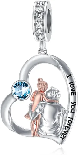 Vista 105 de PROESS Dije para padre, madre e hija, pulsera de plata de ley para pulseras, regalos de cumpleaños, día de San Valentín, para hija, madre, amante