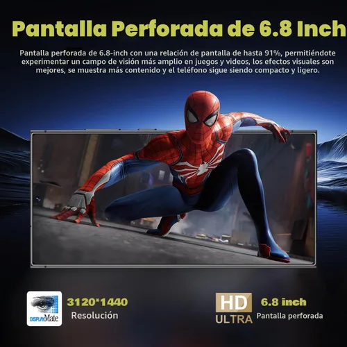 Vista 2 de Teléfonos desbloqueados, teléfono celular C24 Ultra Android 14, teléfono inteligente 8G+256G, Snapdragon 8 Gen3/6800mAh carga rápida/pantalla de 6.8