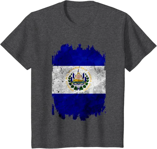 Vista 28 de Camiseta con bandera de El Salvador de El Salvador con diseño de bandera de El Salvador, Negro, S
