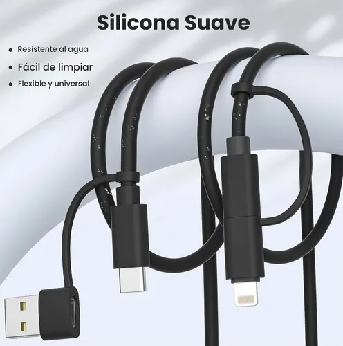 Vista 6 de Elebase Cable de carga 4 en 1 de 3.3 pies, cable de carga múltiple, cable de carga múltiple para iPhone con adaptador USB/Lightning para Apple 17 16