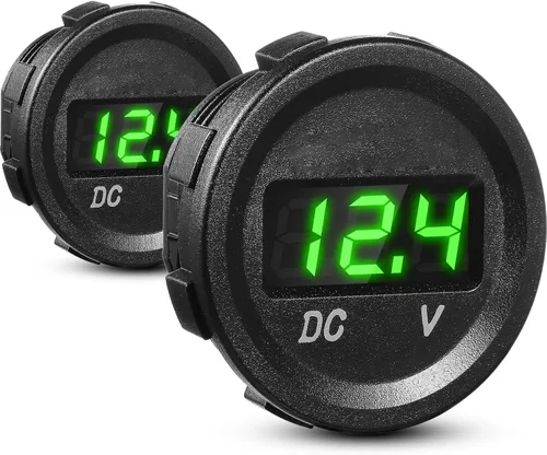 Vista 8 de BBTO 2 Piezas DC 12V Medidor de Voltaje para Auto con Pantalla LED, Voltímetro Digital Impermeable, Panel Redondo Compatible con Vehículo
