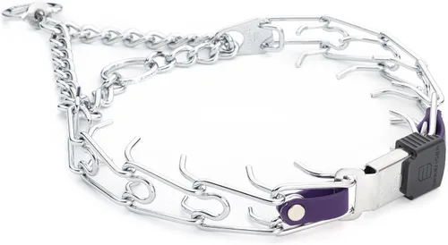 Vista 24 de Collar de perro de acero cromado Herm Sprenger para perros pequeños con hebilla de liberación rápida ClicLock y inserto de Biothane Collar de punta