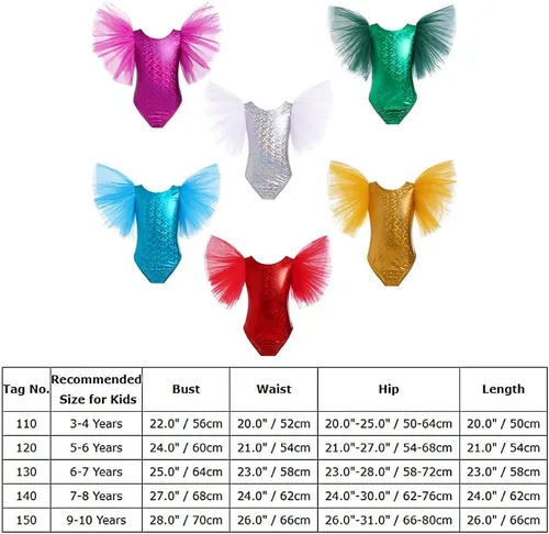 Vista 7 de AFAVOM Leotardos metálicos brillantes de ballet para niñas pequeñas con volantes de tul para gimnasia, disfraz de Halloween y baile