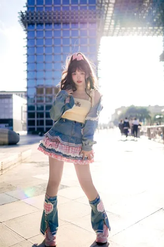 Vista 5 de Preppy Lolita Kawaii Faldas Dulces Mini Mujeres Lindo Vestido de Bola Falda Denim Falda Y2K Cintura Alta Encaje Pastel Faldas