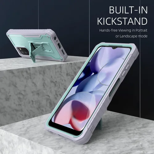 Vista 5 de Funda para Samsung Galaxy A03s 5G, protección de grado militar a prueba de golpes con protector de pantalla HD de vidrio templado y soporte
