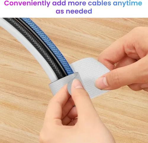 Vista 5 de LX IntMfr. Sujetacables de gancho y bucle, correas de cable autoadhesivas de gancho y bucle, organizador de cables con parte trasera adhesiva, clip