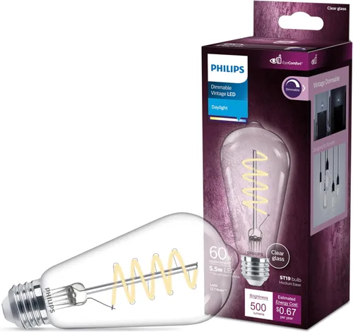 Vista 14 de PHILIPS LED 60W A19 Paquete de 8 bombillas de luz diurna ultra definición (5000 K) 800 lúmenes (8 W = 60 W) regulables sin parpadeo Ámbar (2000k)