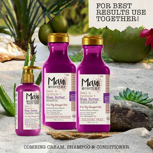 Vista 8 de Maui Moisture Heal & Hydrate + Shea Butter - Champú para reparar e hidratar profundamente el cabello rígido y rizado con aceites de coco