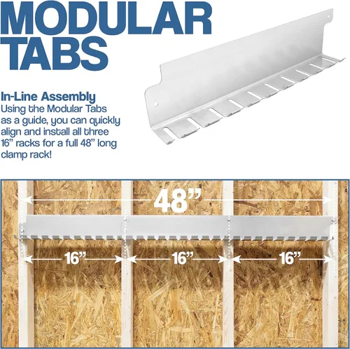 Vista 2 de Fulton Woodworking Tools Abrazadera modular F-Clamp • Fácil y rápido de alinear • Pre-perforado 16 pulgadas en el centro • Paquete de 3