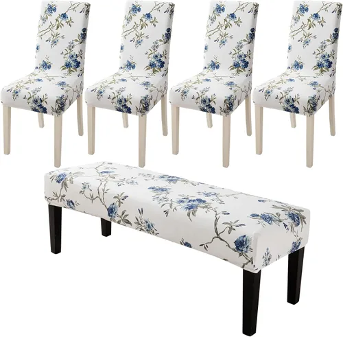 Vista 29 de HAOYONG Funda para Silla de Comedor con Estampado, Funda Desmontable Lavable para Silla Parsons, Protector de Asiento Removible para Comedor, Hotel
