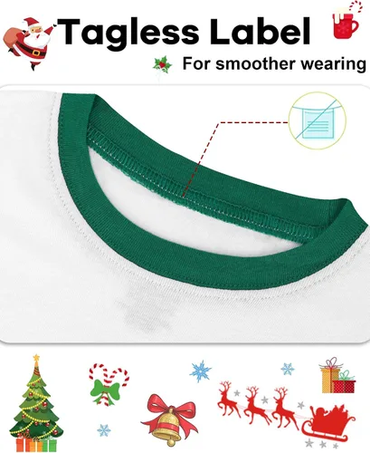 Vista 2 de DAUGHTER QUEEN Pijamas de Navidad para niños y niñas de 18 meses-12 años, ropa de dormir 100% algodón