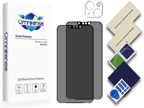 Vista 7 de Protector de pantalla de vidrio de privacidad de 4 vías de 360° diseñado para iPhone 13 [6.1 pulgadas], paquete de 2 + protector de lente de cámara