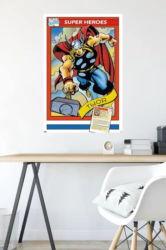 Vista 4 de Trends International Marvel Trading Cards - Póster de pared de Thor, 22.375 x 34 pulgadas, versión premium sin marco