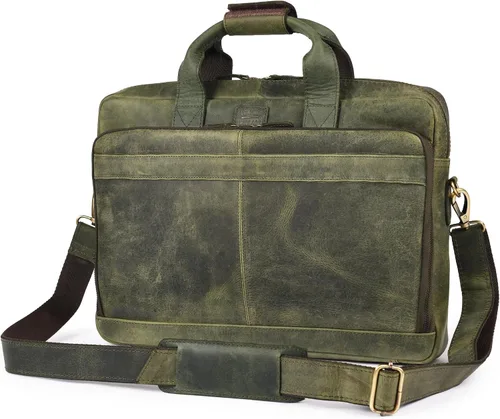 Vista 11 de LEATHER VILLAGE 16" Bolsa de Mensajero para Laptop de Cuero para Hombres - Bolso de Hombro de Cuero para Viaje y Oficina - Negro