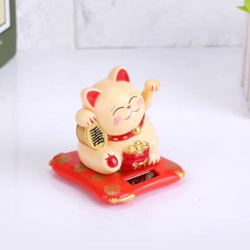 Vista 5 de Maxmartt Gato de la suerte, Gato agitando, Feng Shui, alimentado por energía solar, lindo gato agitando buena suerte, riqueza, bienvenido, gatos