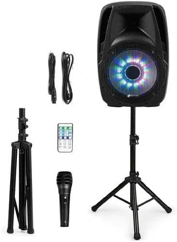 Vista 9 de Sonart - Altavoces alimentados de 15 pulgadas, 1500 W, sistema de altavoces PA portátiles de rango completo de 2 vías con soportes/luz