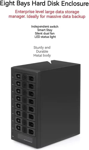 Vista 9 de IO CREST Caja de disco duro compatible con múltiples bahías a través de interfaz USB, negro, 8 bahías