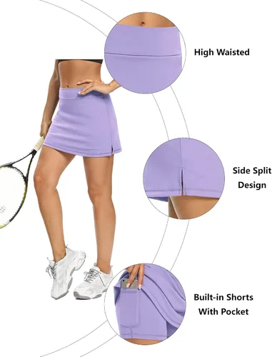 Vista 3 de LouKeith - Faldas pantalón para mujer, deportivas, para tenis o golf, de verano, cortas, con bolsillos, para correr y entrenar, falda con pantalón