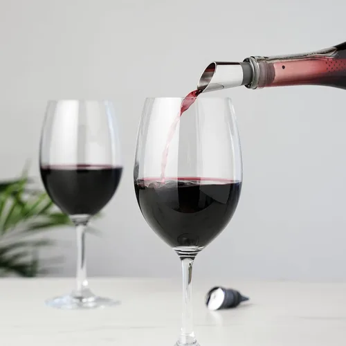 Vista 4 de Host Filtro de vino con tapón, purificador de vino de acero inoxidable para eliminar histaminas, sulfitos y suavizar taninos, incluye tapón