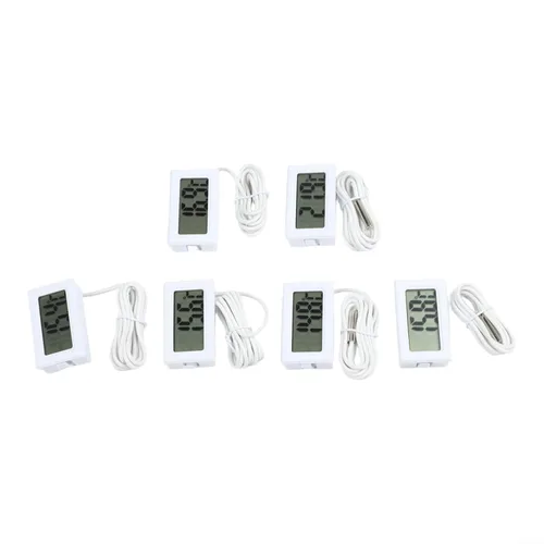 Vista 8 de 6 Pack Digital Thermometer with 1m Probe -50C to 110C for Aquarium Fridge Greenhouse Lab Monitoring(White)
