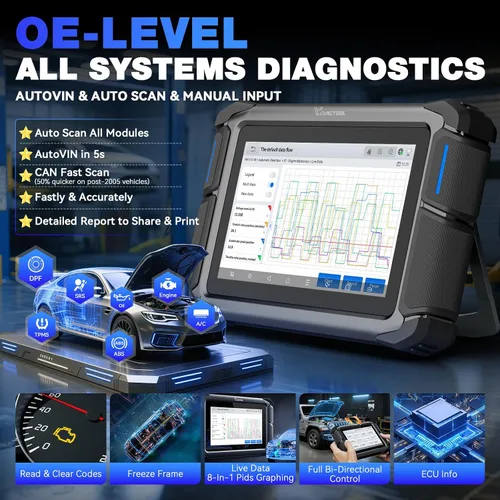 Vista 7 de VDIAGTOOL Herramienta de escaneo bidireccional VD70, herramienta de diagnóstico de escáner OBD2 con codificación ECU, más de 36 restablecimientos