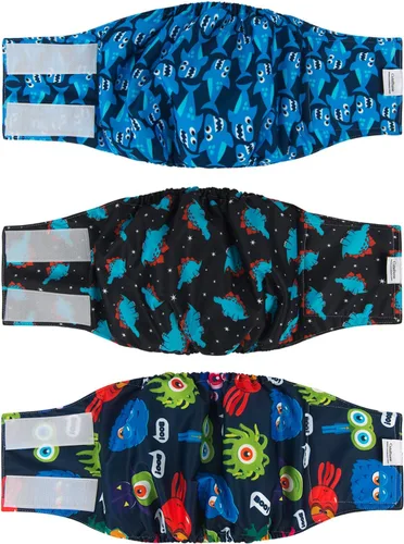 Vista 60 de CuteBone - Pañales lavables para perro macho, banda abdominal, paquete de 3 unidades, color negro, modelo DM54XS