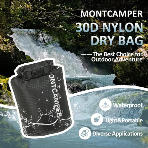 Vista 2 de Bolsa seca impermeable de 30D nailon - Adecuada para senderismo, kayak y rafting - Bolsa de almacenamiento impermeable portátil con cierre de rollo