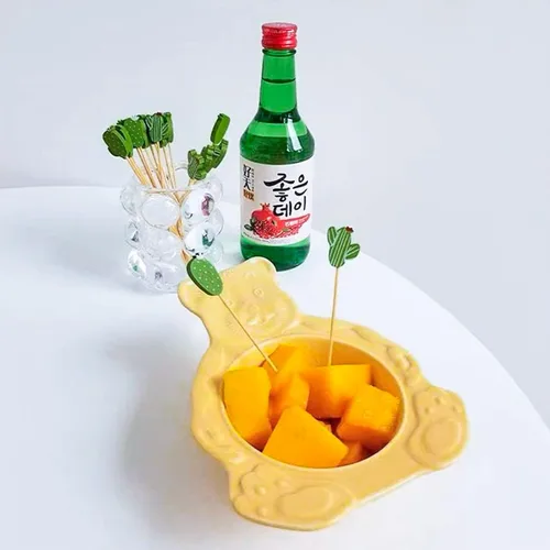 Vista 3 de PUYI Brochetas de bambú desechables, selección de 4.7 pulgadas de palitos de frutas hechas a mano, aperitivo, sándwich de postre, palillos largos
