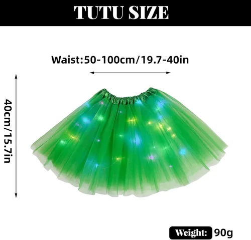 Vista 10 de Faldas de tutú LED para mujer, falda de tul con capas para baile de ballet, faldas iluminadas para disfraz de fiesta