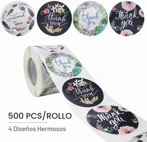 Vista 3 de 500 calcomanías de agradecimiento de 2 pulgadas, rollo de calcomanías de agradecimiento, etiquetas de agradecimiento para pequeñas empresas